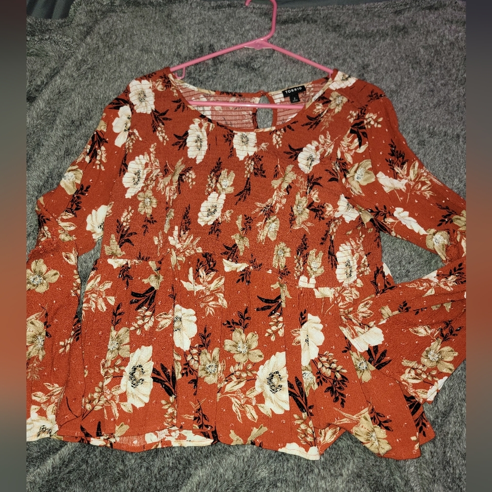 Torrid Floral Empire Waist Plus Size Blouse